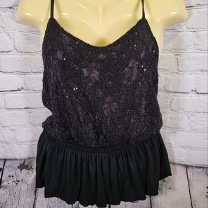 Express Black Lace Sequin Top